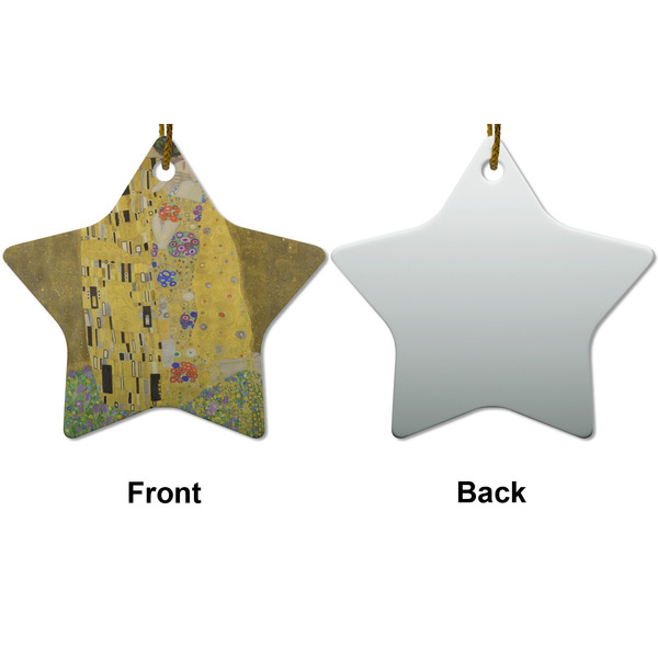 The Kiss (Klimt) - Lovers Ceramic Flat Ornament - Star Front & Back (APPROVAL)