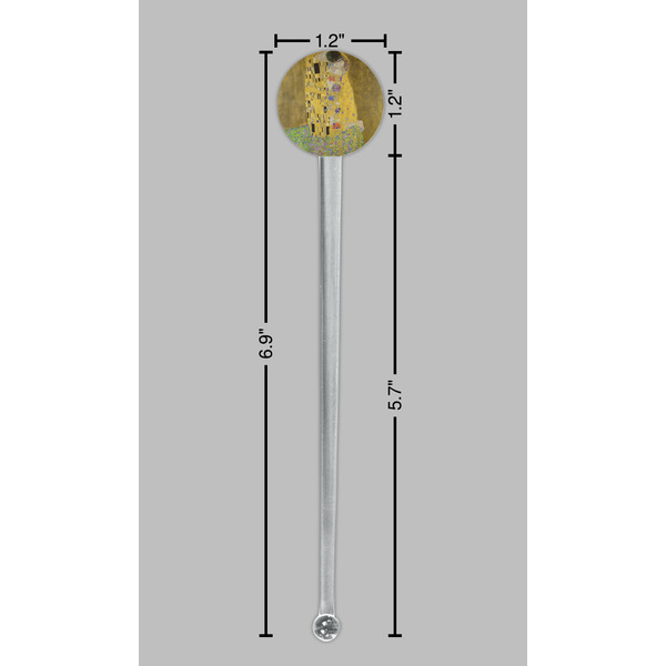 The Kiss (Klimt) - Lovers Clear Plastic 7" Stir Stick - Round - Dimensions