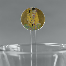 The Kiss (Klimt) - Lovers 7" Round Plastic Stir Sticks - Clear