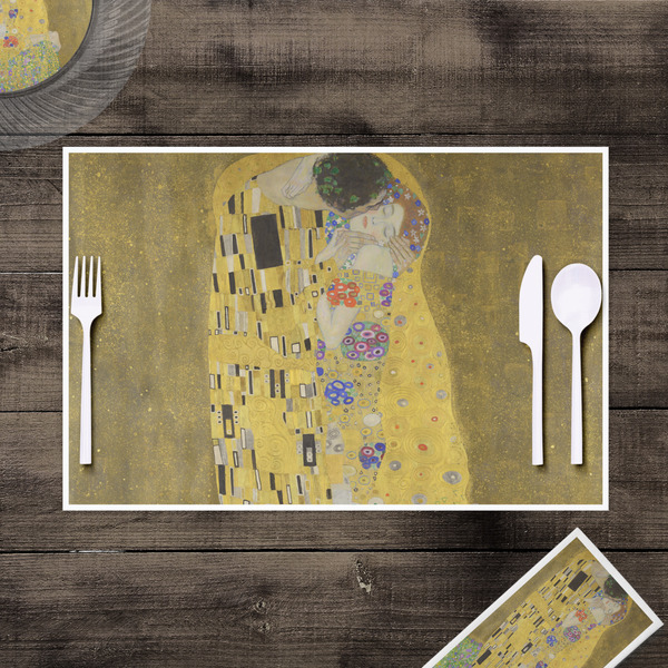 The Kiss (Klimt) - Lovers Disposable Paper Placemat - In Context