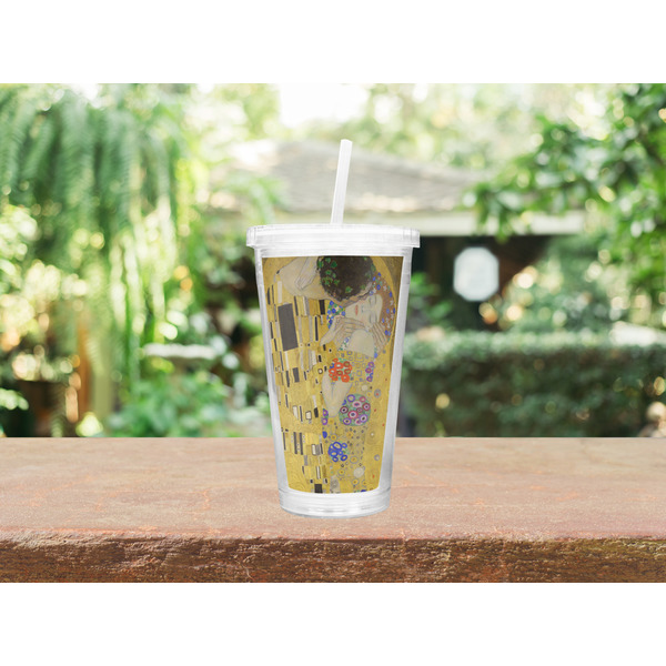 The Kiss (Klimt) - Lovers Double Wall Tumbler with Straw Lifestyle