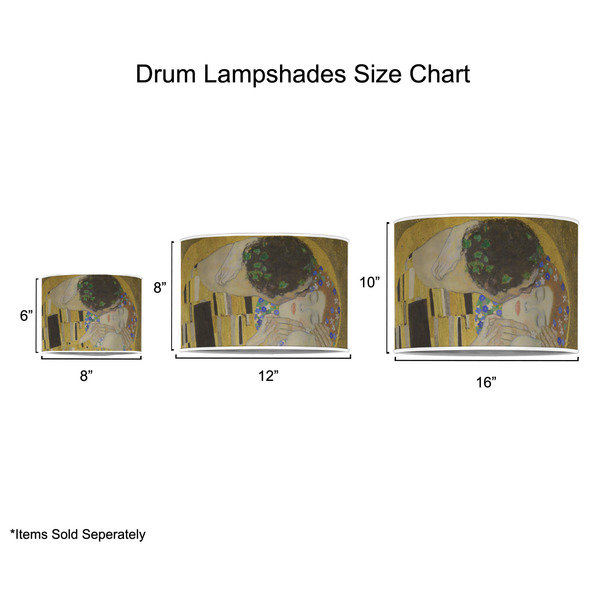 The Kiss (Klimt) - Lovers Drum Lampshades - Sizing Chart