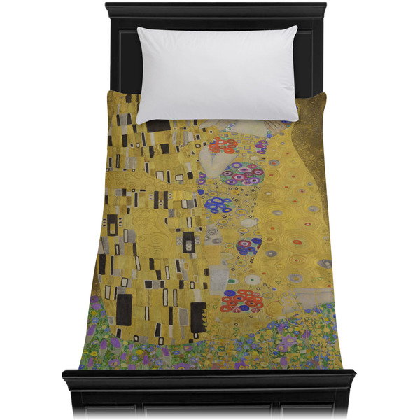 The Kiss (Klimt) - Lovers Duvet Cover - Twin - On Bed - No Prop
