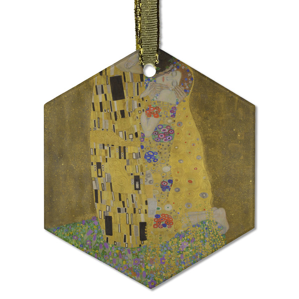 Custom The Kiss (Klimt) - Lovers Flat Glass Ornament - Hexagon