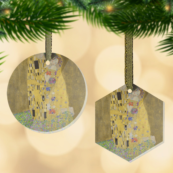 Custom The Kiss (Klimt) - Lovers Flat Glass Ornament