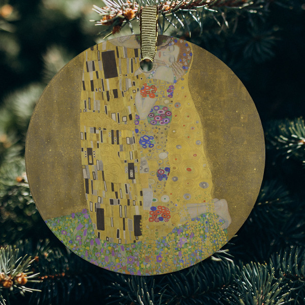 The Kiss (Klimt) - Lovers Frosted Glass Ornament - Round (Lifestyle)