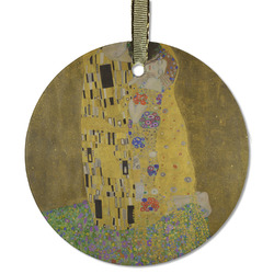The Kiss (Klimt) - Lovers Flat Glass Ornament - Round