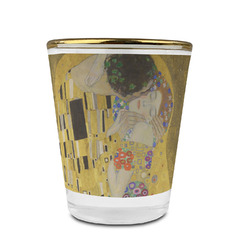 The Kiss (Klimt) - Lovers Glass Shot Glass - 1.5 oz - with Gold Rim - Set of 4