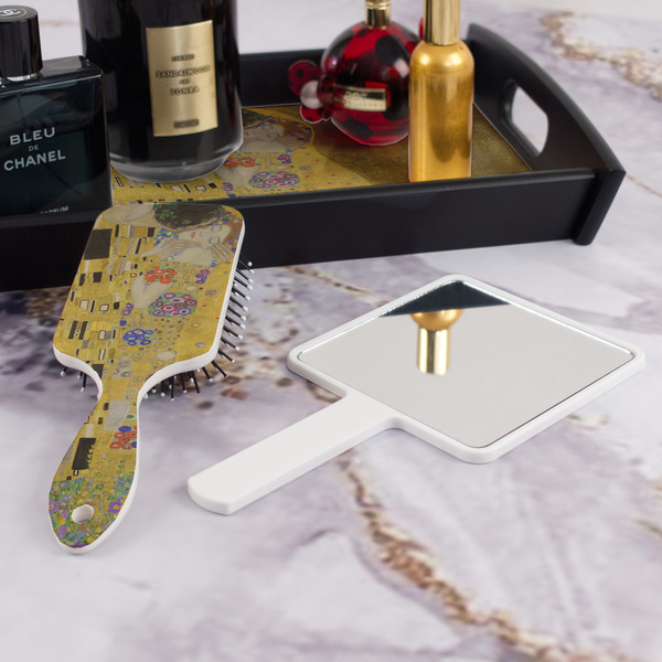 The Kiss (Klimt) - Lovers Hair Brush - With Hand Mirror