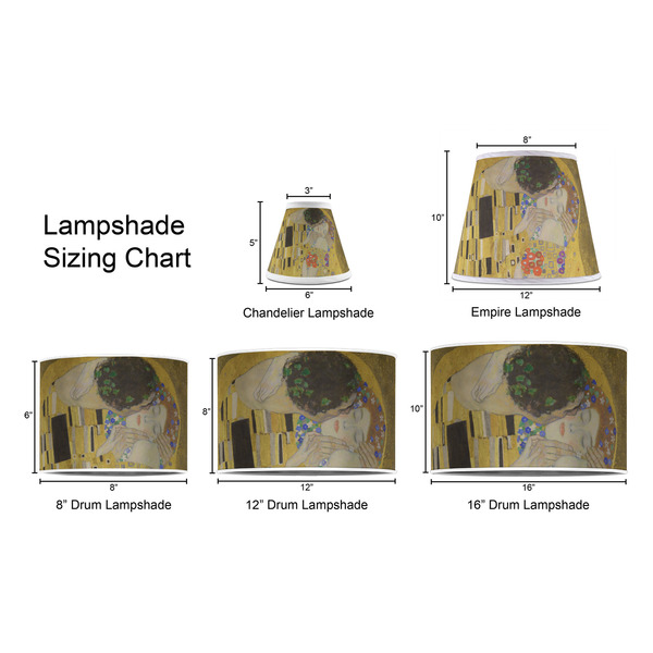 The Kiss (Klimt) - Lovers Lampshade Sizing Chart