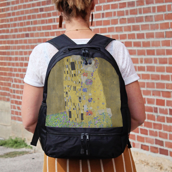 The Kiss (Klimt) - Lovers Large Backpack - Black - On Back