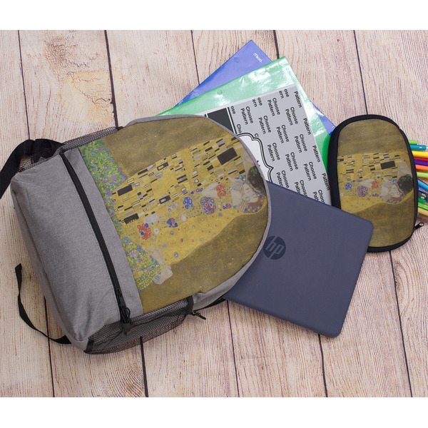 The Kiss (Klimt) - Lovers Large Backpack - Gray - With Stuff