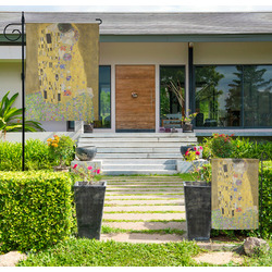 The Kiss (Klimt) - Lovers Large Garden Flag - Single Sided
