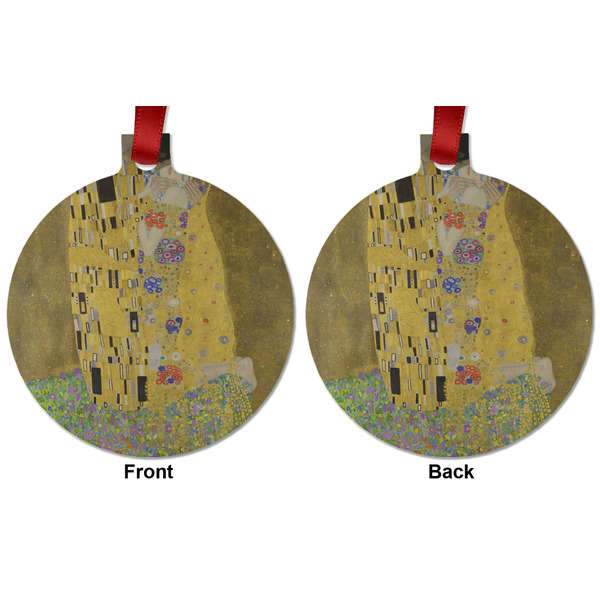 The Kiss (Klimt) - Lovers Metal Ball Ornament - Front and Back