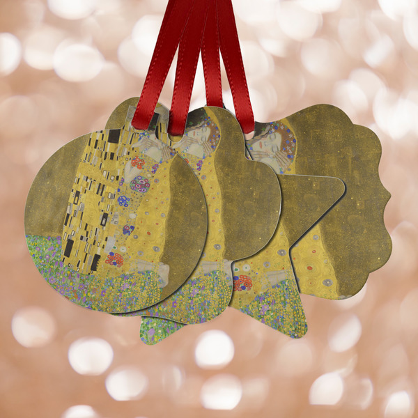 Custom The Kiss (Klimt) - Lovers Metal Ornaments - Double Sided