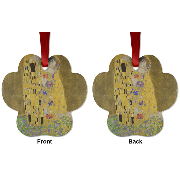 The Kiss (Klimt) - Lovers Metal Paw Ornament - Front and Back