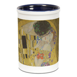 The Kiss (Klimt) - Lovers Ceramic Pencil Holders - Blue