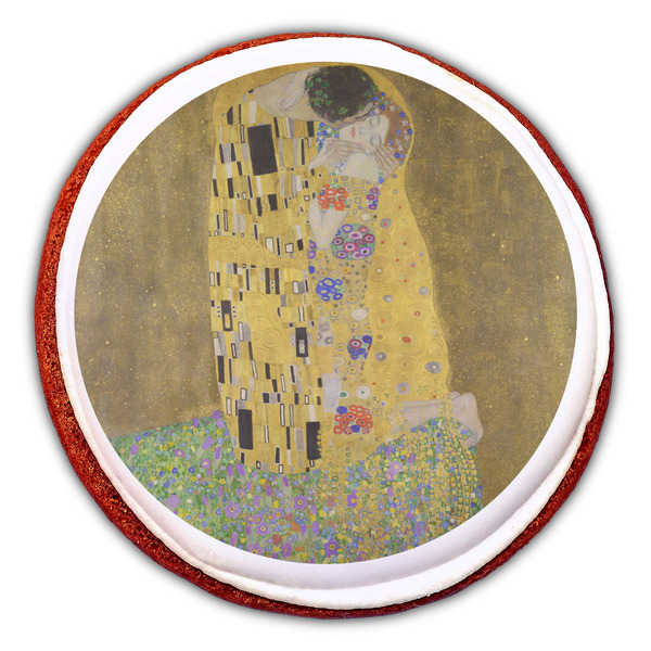 The Kiss (Klimt) - Lovers Printed Icing Circle - Large - On Cookie