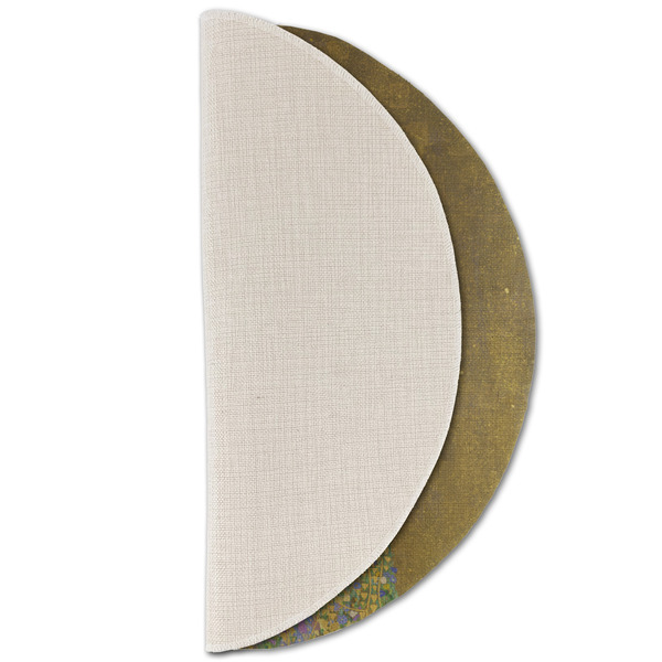 The Kiss (Klimt) - Lovers Round Linen Placemats - HALF FOLDED (single sided)