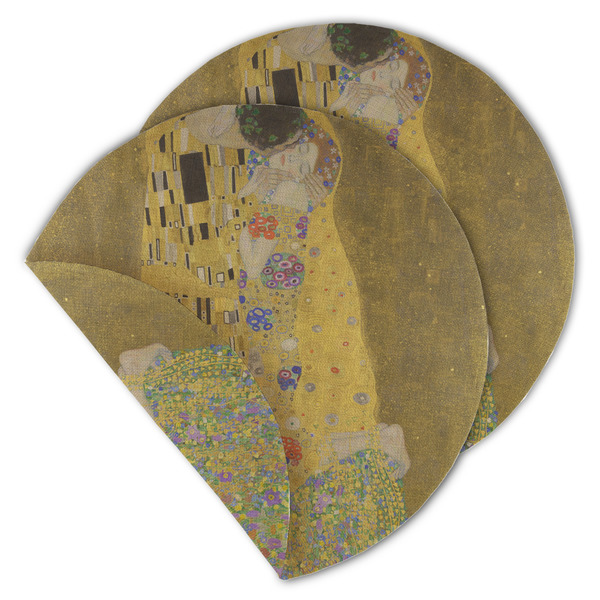 Custom The Kiss (Klimt) - Lovers Round Linen Placemat - Double Sided