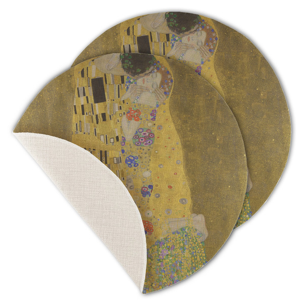Custom The Kiss (Klimt) - Lovers Round Linen Placemat - Single Sided - Set of 4