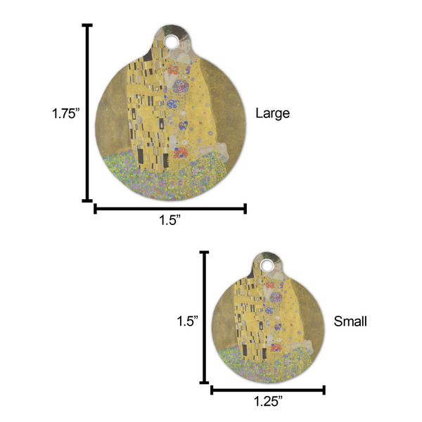The Kiss (Klimt) - Lovers Round Pet ID Tag - Large - Comparison Scale