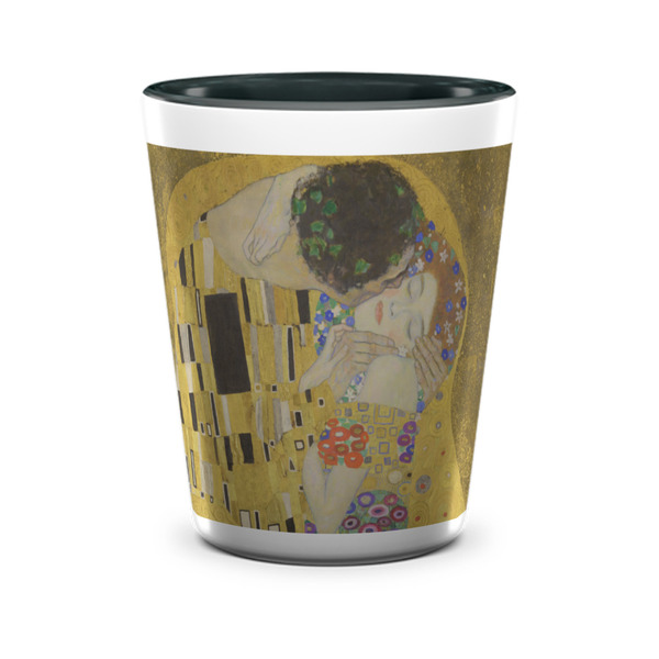 Custom The Kiss (Klimt) - Lovers Ceramic Shot Glass - 1.5 oz - Two Tone - Set of 4