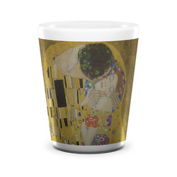 The Kiss (Klimt) - Lovers Ceramic Shot Glass - 1.5 oz - White - Set of 4