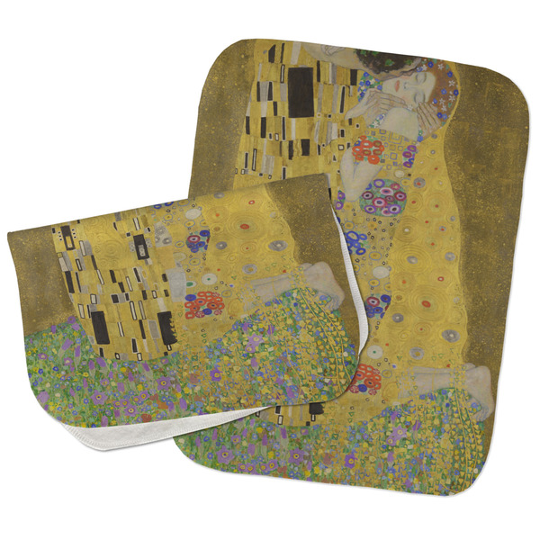 The Kiss (Klimt) - Lovers Two Rectangle Burp Cloths - Open & Folded