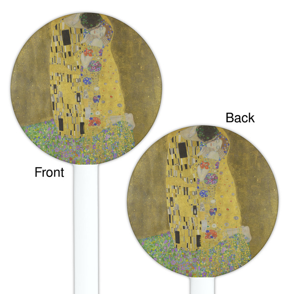 The Kiss (Klimt) - Lovers White Plastic 5.5" Stir Stick - Double Sided - Round - Front & Back