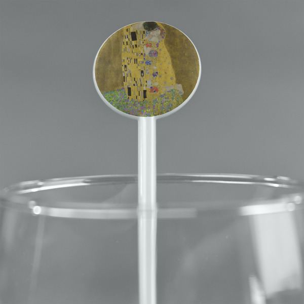 The Kiss (Klimt) - Lovers White Plastic 5.5" Stir Stick - Round - Main
