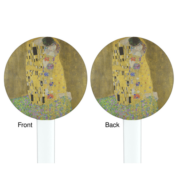 The Kiss (Klimt) - Lovers White Plastic 7" Stir Stick - Double Sided - Round - Front & Back