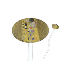 The Kiss (Klimt) - Lovers 7" Oval Plastic Stir Sticks - White - Single Sided