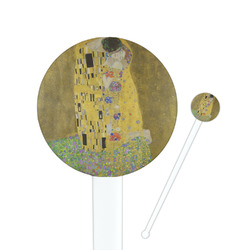 The Kiss (Klimt) - Lovers 7" Round Plastic Stir Sticks - White - Double Sided