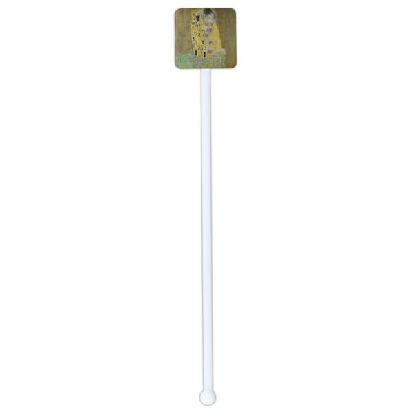 The Kiss (Klimt) - Lovers White Plastic Stir Stick - Double Sided - Square - Single Stick