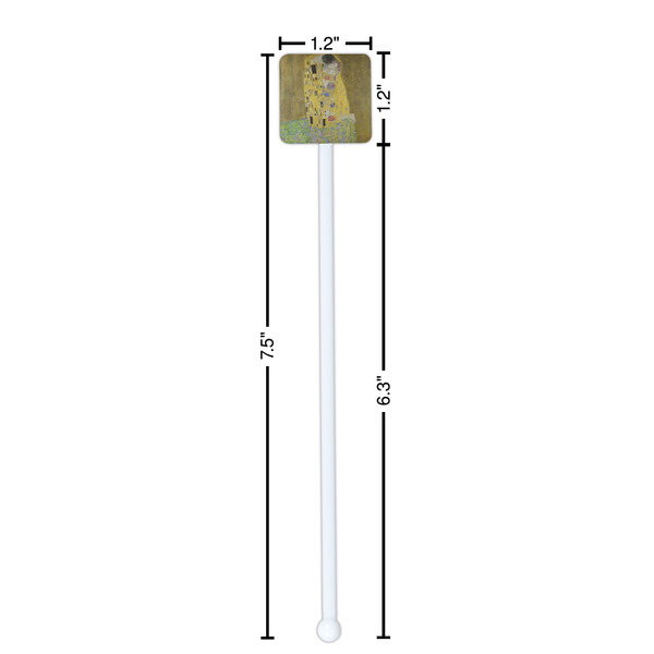 The Kiss (Klimt) - Lovers White Plastic Stir Stick - Square - Dimensions