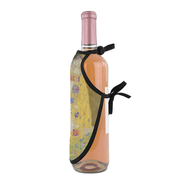 The Kiss (Klimt) - Lovers Wine Bottle Apron - DETAIL WITH CLIP ON NECK