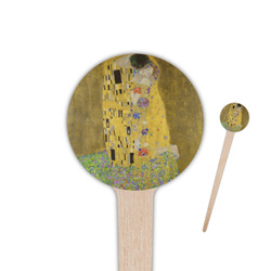 The Kiss (Klimt) - Lovers 4" Round Wooden Food Picks - Single Sided