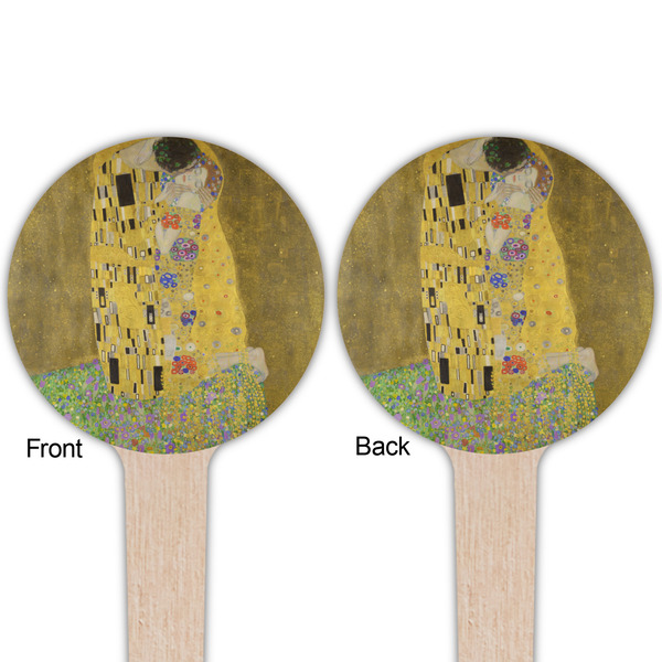 The Kiss (Klimt) - Lovers Wooden 4" Food Pick - Round - Double Sided - Front & Back