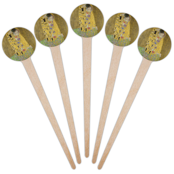 The Kiss (Klimt) - Lovers Wooden 4" Food Pick - Round - Fan View
