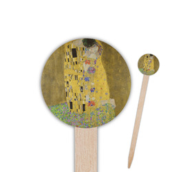 The Kiss (Klimt) - Lovers 6" Round Wooden Food Picks - Single Sided