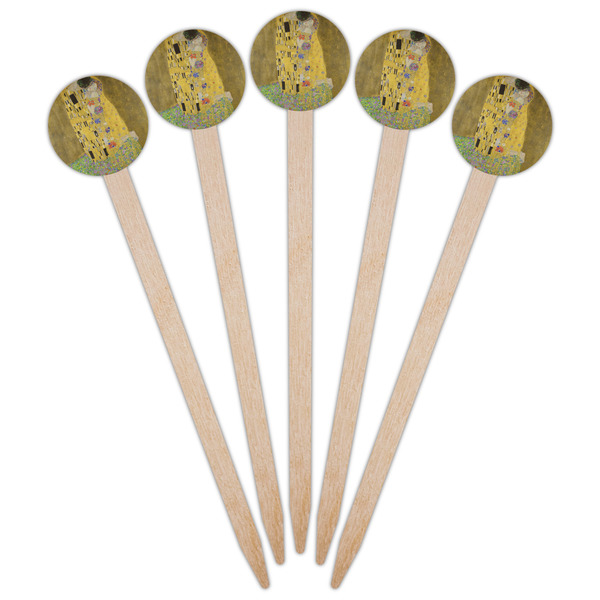 The Kiss (Klimt) - Lovers Wooden 6" Food Pick - Round - Fan View