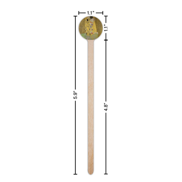 The Kiss (Klimt) - Lovers Wooden 6" Stir Stick - Round - Dimensions