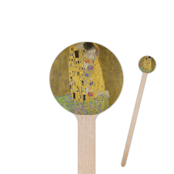 Custom The Kiss (Klimt) - Lovers 7.5" Round Wooden Stir Sticks - Single Sided