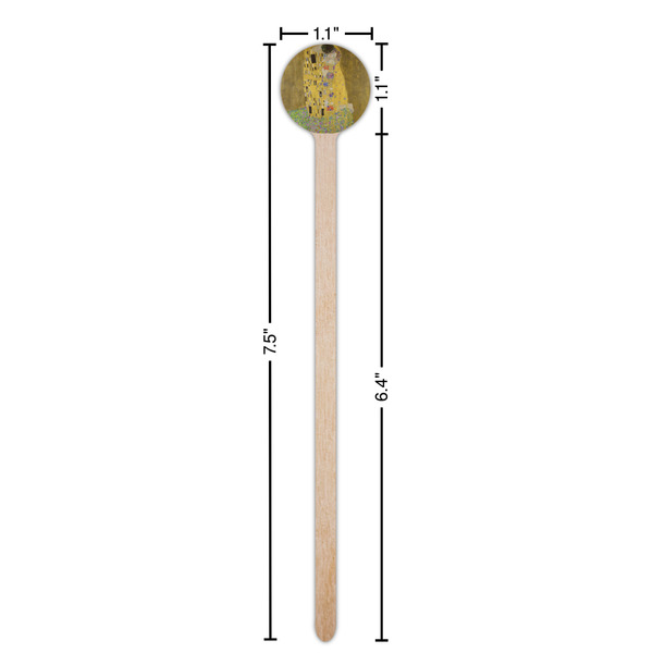 The Kiss (Klimt) - Lovers Wooden 7.5" Stir Stick - Round - Dimensions