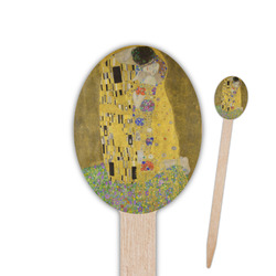 The Kiss (Klimt) - Lovers Oval Wooden Food Picks - Double Sided