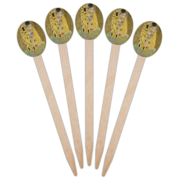The Kiss (Klimt) - Lovers Wooden Food Pick - Oval - Fan View
