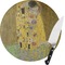 The Kiss (Klimt) - Lovers Round Glass Cutting Board - Small