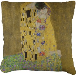 The Kiss (Klimt) - Lovers Faux-Linen Throw Pillow 16"