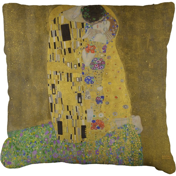 Custom The Kiss (Klimt) - Lovers Faux-Linen Throw Pillow 16"